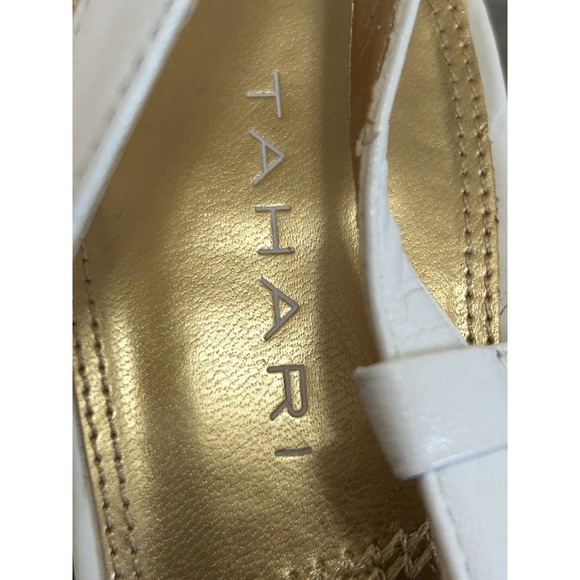Tahari "Becka" White Open Toe Slingback, Block Heel Shoe Sz 81/2 - Picture 8 of 8